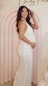 white maternity dress open back stretch bodycon summer baby shower gown