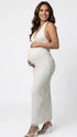 white halter backless maternity maxi dress sleeveless pregnancy photoshoot gown