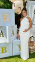 halter maternity dress fitted maxi for outdoor photoshoot