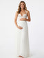 White Lace Corset Maternity Dress with Pleated Maxi Skirt