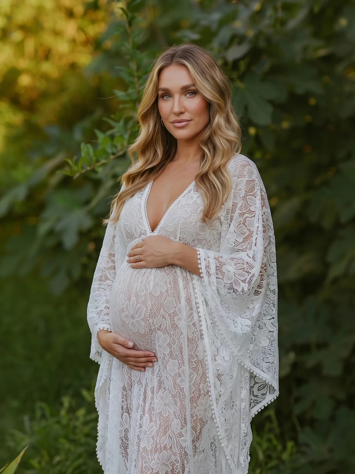 White Lace Pregnancy Photoshoot Gown, Maternity Dress for Baby Shower, Maternity Photoshoot, Pregnancy Announcement, Bridal Shower, Formal Events | Bumplook