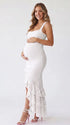 White Lace Maternity Maxi Dress with Fitted Bump-Flattering Silhouette | Bumplook