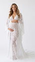 White Maternity Gown with Train, Lace Pregnancy Dress for Baby Shower, Maternity Photoshoot, Pregnancy Announcement, Bridal Shower, Formal Events | Bumplook
