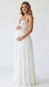 Ivory White Maternity Dress, Halter Pleated Pregnancy Maxi Dress for Baby Shower, Maternity Photoshoot, Gender Reveal, Pregnancy Announcement, Bridal Shower, Formal Events | Bumplook