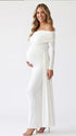 White Off Shoulder Maternity Dress for Bridal Baby Shower and Special Events | Bumplook