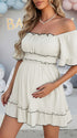White Puff Sleeves Maternity Mini Dress – Baby Shower Photoshoot Dress