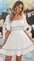 White Puff Sleeves Maternity Mini Dress – Baby Shower Photoshoot Dress