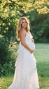 Boho White Maternity Maxi Dress for Outdoor Pregnancy Portraits | Bumplook