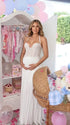 Ivory White Maternity Dress, Halter Pleated Pregnancy Maxi Dress for Baby Shower, Maternity Photoshoot, Gender Reveal, Pregnancy Announcement, Bridal Shower, Formal Events | Bumplook