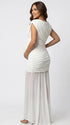 white mesh panel maternity maxi dress asymmetrical bodycon pregnancy gown