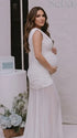 white elegant maternity dress mesh patchwork bodycon photoshoot gown for baby shower