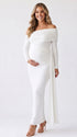 White Maternity Photoshoot Dress for Pregnancy Announcement and Couple Photos | Bumplook
