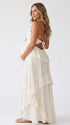 White Boho Ruffle Maternity Maxi Dress | Bumplook