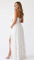 White Pearl Halter Maternity Dress, Greek Goddess Maternity Maxi Dress for Baby Shower, Maternity Photoshoot, Gender Reveal, Pregnancy Announcement, Wedding Guest, Bridal Shower, Formal Events | Bumplook