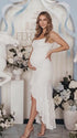 White Lace Maternity Photoshoot Dress with Fitted Pregnancy Silhouette | Bumplook