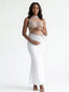 White Rhinestone Mesh Maternity Maxi Dress – Luxury Illusion Photoshoot Gown