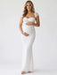 White Ruched Mesh Bodycon Maternity Maxi Dress