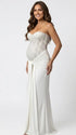 white sequin strapless maternity maxi dress with ruched bodycon silhouette