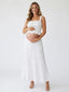 White Smocked Two Piece Maternity Maxi Skirt Set