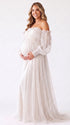 White Pregnancy Announcement Dress, Flowy Maternity Gown for Baby Shower, Maternity Photoshoot, Gender Reveal, Bridal Shower, Formal Events | Bumplook