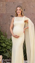 Butter Yellow Maternity Dress, Cape Sleeve Pregnancy Maxi Dress for Baby Shower and Maternity Photoshoot | Bumplook