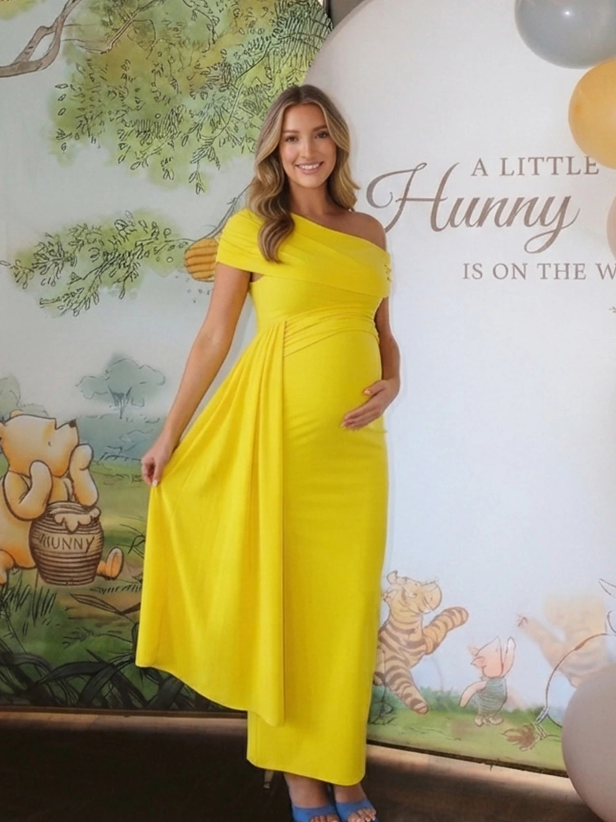Yellow Ruched Maternity Maxi Dress for Pregnancy Photoshoot | Bumplook