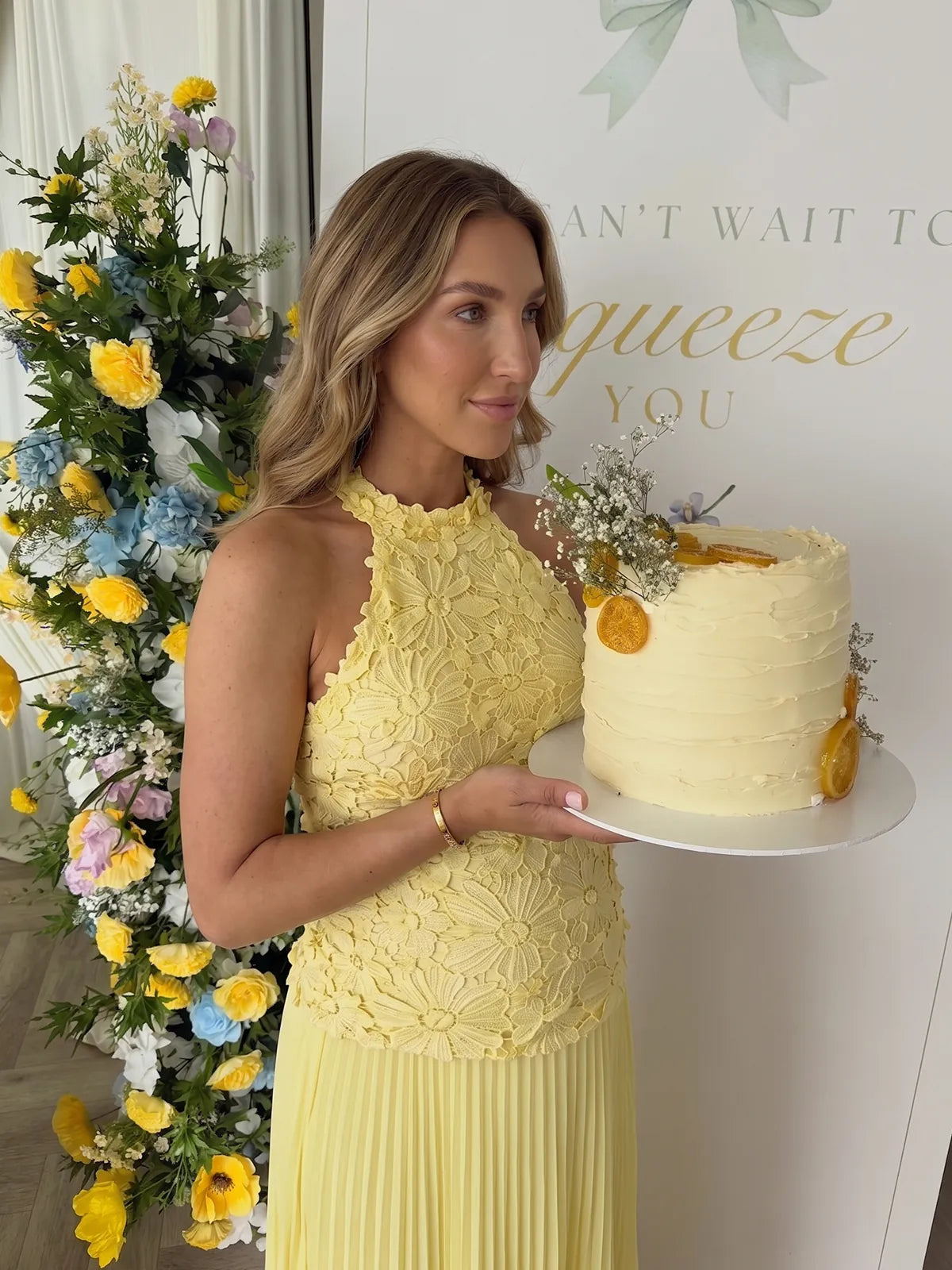 Yellow Pleated Maternity Maxi Dress with Halter Neck | Bumplook