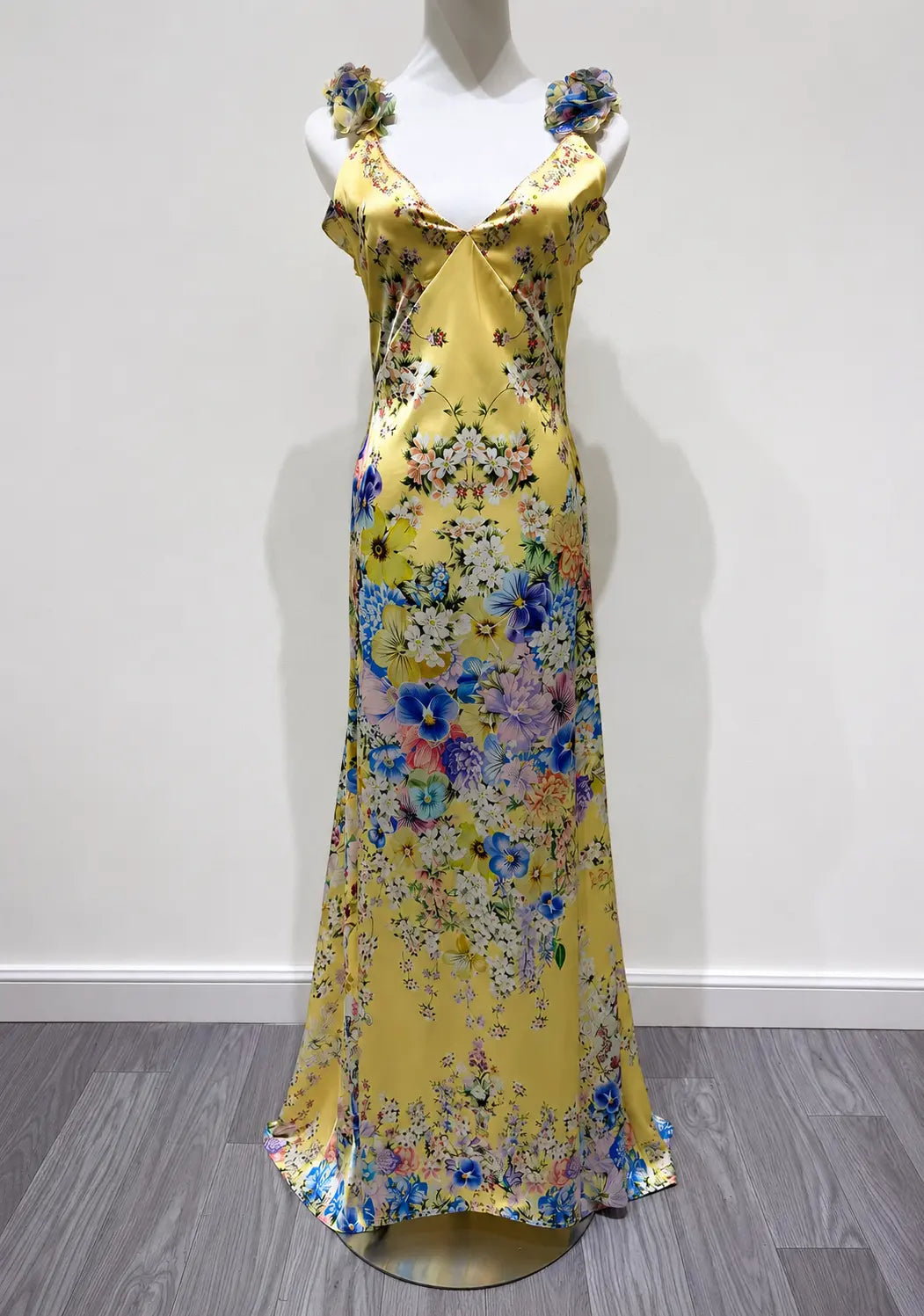 Yellow Floral Maternity Maxi Dress for Baby Shower and Maternity 