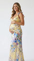 Yellow Floral Maternity Maxi Dress for Baby Shower and Maternity Photoshoot