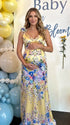 Yellow Floral Maternity Maxi Dress for Baby Shower and Maternity Photoshoot