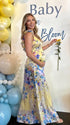 Yellow Floral Maternity Maxi Dress for Baby Shower and Maternity Photoshoot