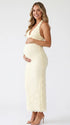 Yellow Open Back Lace Maternity Dress with Back Slit | Bumplook