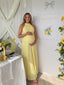 Yellow 3D Floral Halter Pleated Maternity Maxi Dress