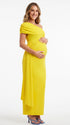 Bright Yellow Draped Maternity Dress for Baby Shower and Special Events | Bumplook