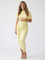 Yellow Ruched Bodycon Maternity Midi Dress with Shawl