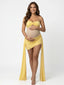 Yellow Strapless Ruched Maternity Mini Dress with Draped Panels