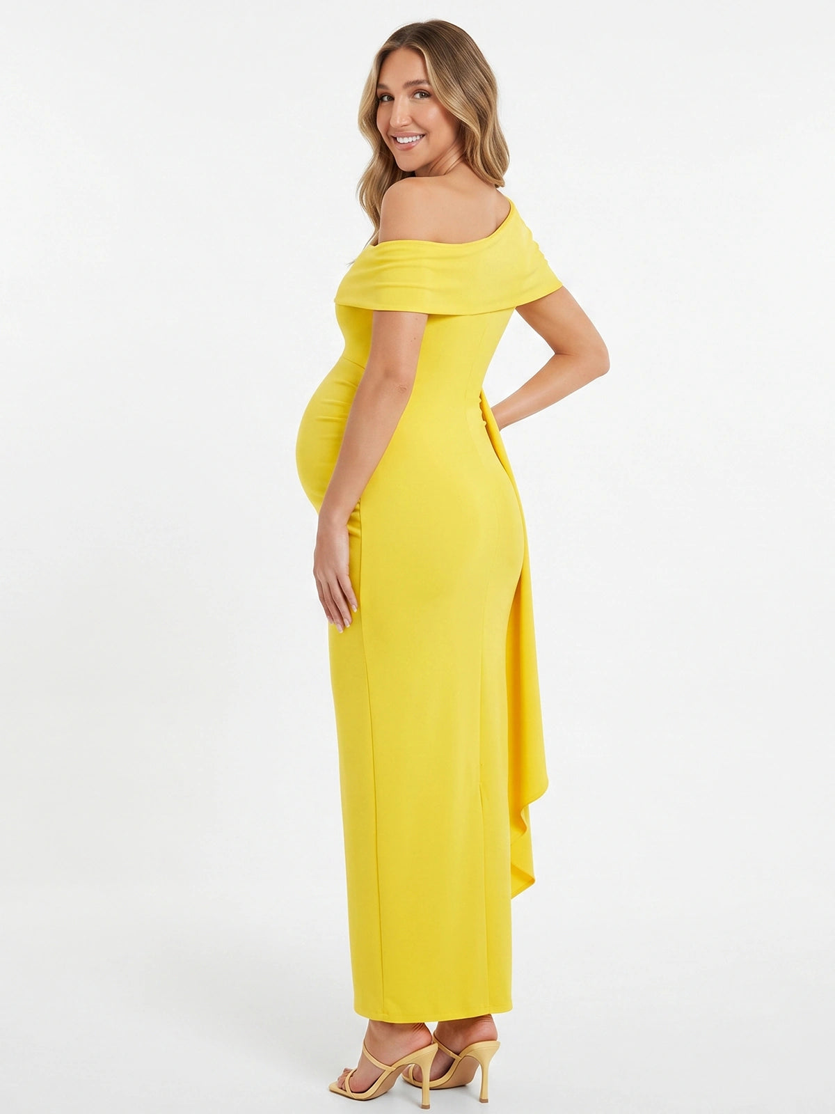 Yellow Maternity Maxi Dress for Summer Photoshoot and Pregnancy Announcement | Bumplook